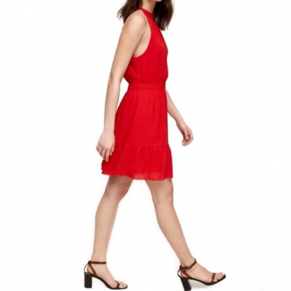 Aritzia Wilfred Red Effet Crepe Halter Mini Dress Size Medium - Picture 1 of 12